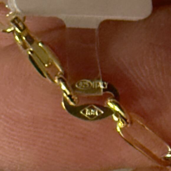 3mm Tri Gold Paperclip Anklet 10in/ 925 Silver Made In Italy BSI~NEW - Picture 5 of 6